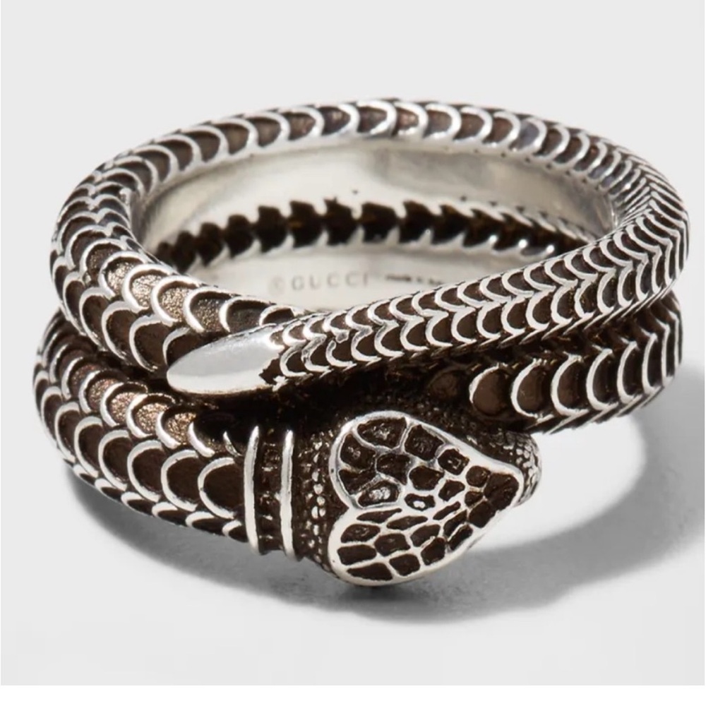GUCCI Gg Marmont Ring Snk Motif Sl size 9.5 new in box rare made in Italy - Picture 1 of 7